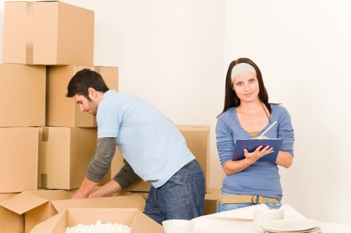 Boxes and household items arranged for a house removal in Walthamstow